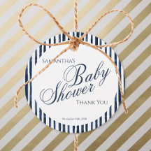 Preppy Script Navy Blue Baby Shower Favour Tag