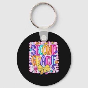 Preppy Second 2nd Grade Back To School Coquette Bo Key Ring