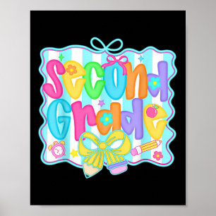 Preppy Second 2nd Grade Teacher Team Bow Back To S Poster