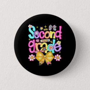 Preppy Second Grade Back To School 2nd Grade Girl 6 Cm Round Badge