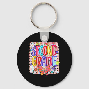 Preppy Second Grade Back To School 2nd Grade Girl  Key Ring