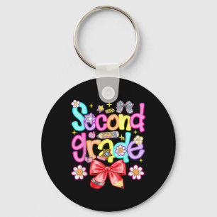 Preppy Second Grade Back To School 2nd Grade Girl  Key Ring