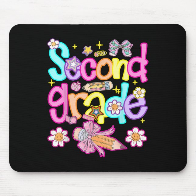 Preppy Second Grade Back To School 2nd Grade Girl  Mouse Pad (Front)