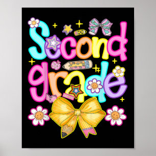 Preppy Second Grade Back To School 2nd Grade Girl Poster