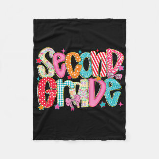 Preppy Second Grade Back To School 2nd Grade Teach Fleece Blanket