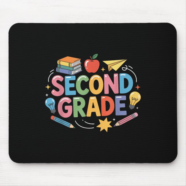 Preppy Second Grade Back To School 2nd Grade Teach Mouse Pad (Front)
