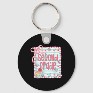 Preppy Second Grade Back To School Coquette 2nd Gr Key Ring