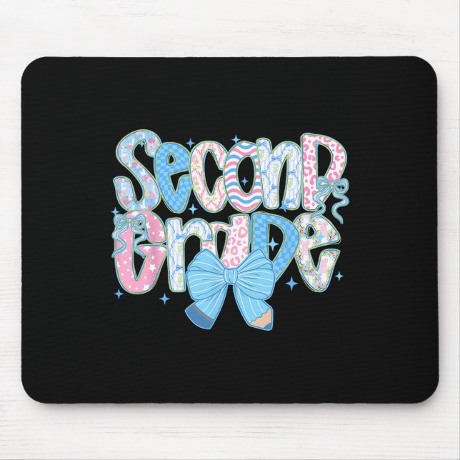 Preppy Second Grade Back To School Floral Teachers Mouse Pad (Front)