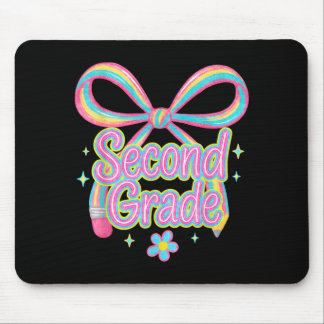 Preppy Second Grade Coquette Bow Back To School Mouse Pad