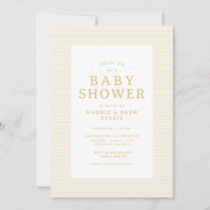 Preppy seersucker classic yellow baby shower invitation