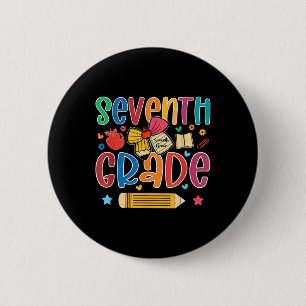 Preppy Seventh Grade Back To School 7th Grade Teac 6 Cm Round Badge
