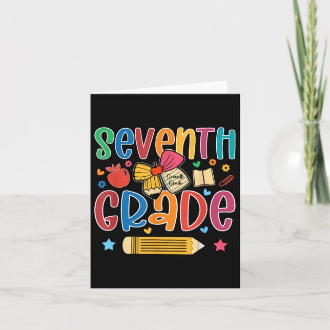 Preppy Seventh Grade Back To School 7th Grade Teac Card (Front)