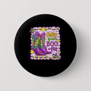 Preppy Shake Your Bootie Mardi Gras Coquette Bow B 6 Cm Round Badge
