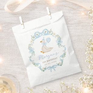 Preppy Silly Goose Blue Bow Boy Baby Shower Favour Bags