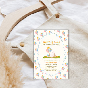 Preppy Silly Goose Colourful Balloon Baby Shower Invitation