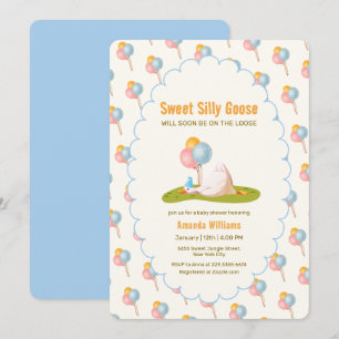 Preppy Silly Goose Colourful Balloon Baby Shower Invitation