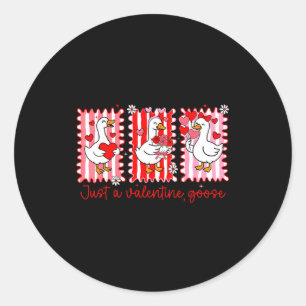 Preppy Silly Goose Just A Valentine Goose Duck Gir Classic Round Sticker