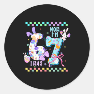 Preppy six seven 67 easter bunny funny 6 7 birthda classic round sticker