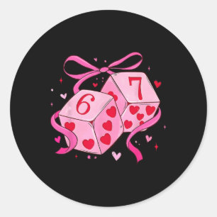 Preppy Six Seven Valentine Dice 6 7 Funny Coquette Classic Round Sticker