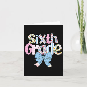 Preppy Sixth Grade Teacher Blue Floral Coquette Pe Card