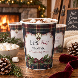 Preppy Ski Lodge Christmas Après Bébé Baby Shower Paper Cups