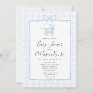 Preppy Southern baby carriage baby shower invite