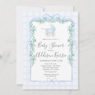 Preppy Southern baby carriage baby shower invite