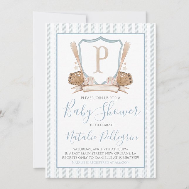 Preppy Southern Baseball Baby Shower Invitation (Creator Uploaded)