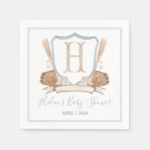 Preppy Southern Blue Boy Baseball Baby Shower Napkin