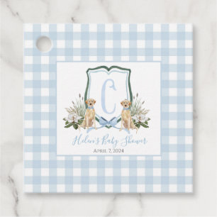 Preppy Southern Blue Boy Dog Baby Shower Favour Tags