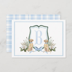 Preppy Southern Blue Boy Dog Baby Shower Thank You Card