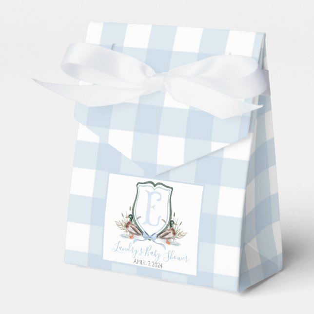 Preppy Southern Blue Boy Duck Baby Shower Favour Box (Front Side)