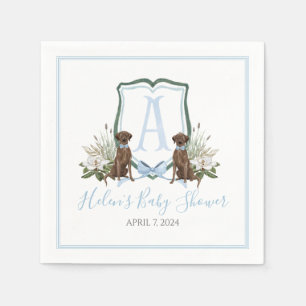 Preppy Southern Blue Boy Lab Baby Shower Napkins