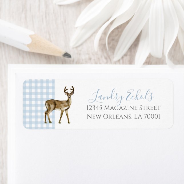 Preppy Southern Blue Deer Address Labels (Insitu)