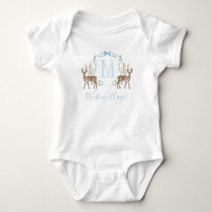 Preppy Southern Blue Deer Boy Baby Shower Bodysuit