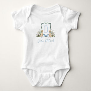 Preppy Southern Blue Dog Boy Baby Shower Baby  Bodysuit