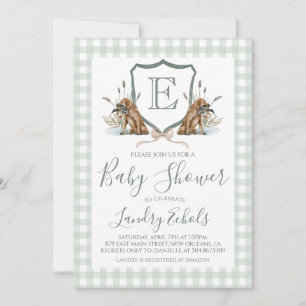 Preppy Southern Boy Hunting Duck Dog Baby Shower Invitation