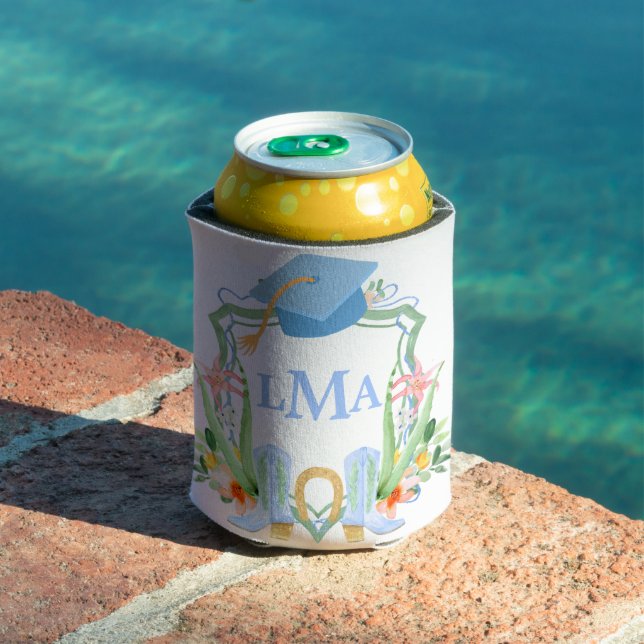 Preppy Southern Cowgirl Monogram Graduation Can Cooler (In Situ Pool)