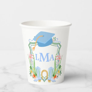 Preppy Southern Cowgirl Monogram Graduation Paper Cups