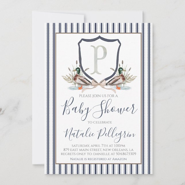 Preppy Southern Duck Boy Baby Shower Invitation (Creator Uploaded)