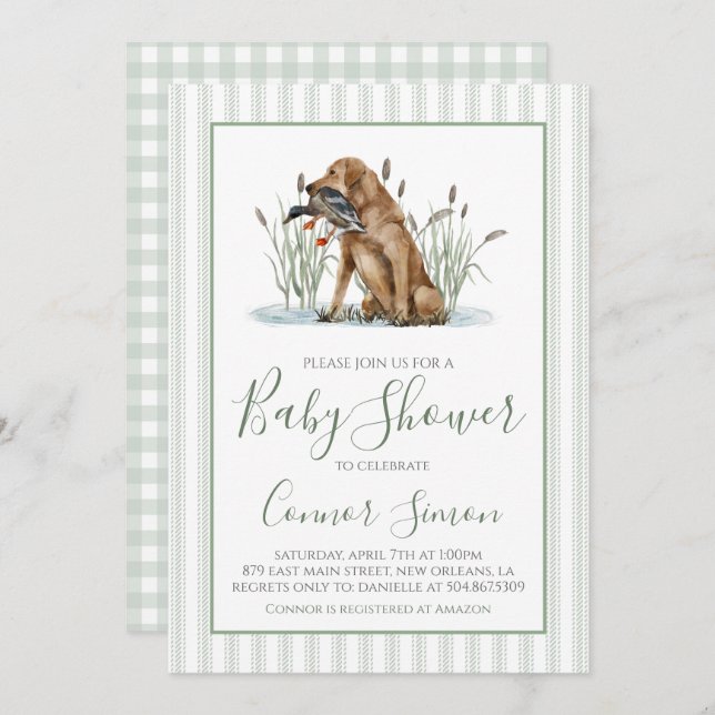 Preppy Southern Duck Hunter Baby Shower Invitation (Front/Back)