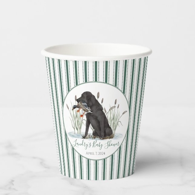 Preppy Southern Green Boy Dog Baby Shower Paper Cups (Front)