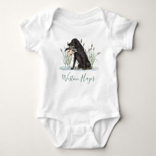 Preppy Southern Green Duck Dog Boy Baby Shower Baby Bodysuit