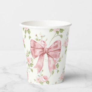 Preppy Southern Pink Bow Baby Shower Paper Cups