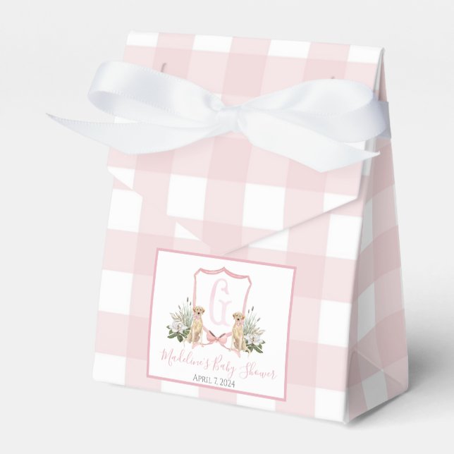 Preppy Southern Pink Girl Dog Baby Shower Favour Box (Front Side)