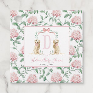 Preppy Southern Pink Girl Dog Baby Shower Favour Tags