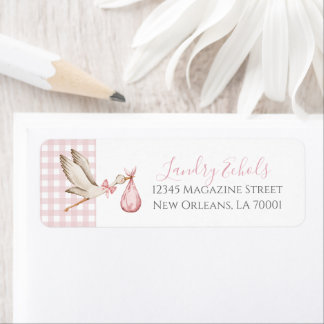 Preppy Southern Pink Stork Address Labels
