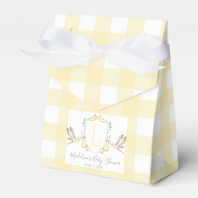 Preppy Southern Yellow Stork Baby Shower Favour Box (Front Side)