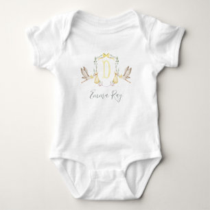 Preppy Southern Yellow Stork Girl Baby Shower Bodysuit