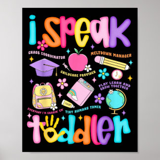 Preppy Speak Toddler Funny Back To School Teacher Poster